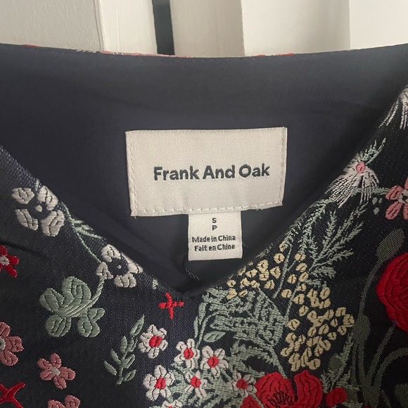 Frank & Oak jacquard (navy blue base to pattern) dress, size small - Picture 3 of 6